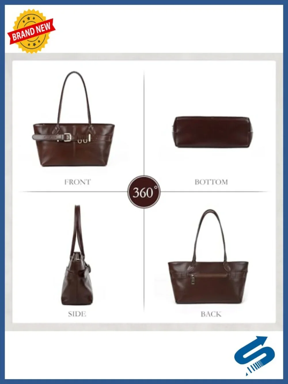 Genuine Leather Small Tote Bag for Women Lightweight Shoulder Handbag Work